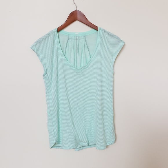 lululemon athletica Tops - Lululemon Workout Shirt Pastel Green Striped M-L